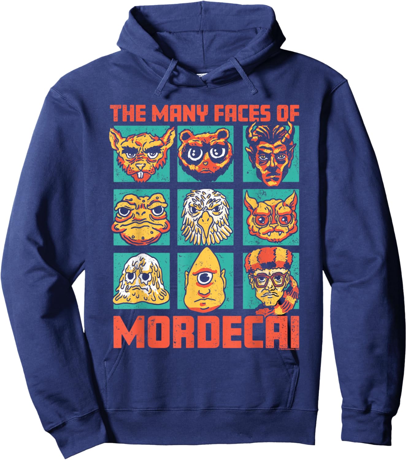 DCC Many Faces of Mordecai Grid Funny Gamer Series Book Hoodie - Hoodie | Navy