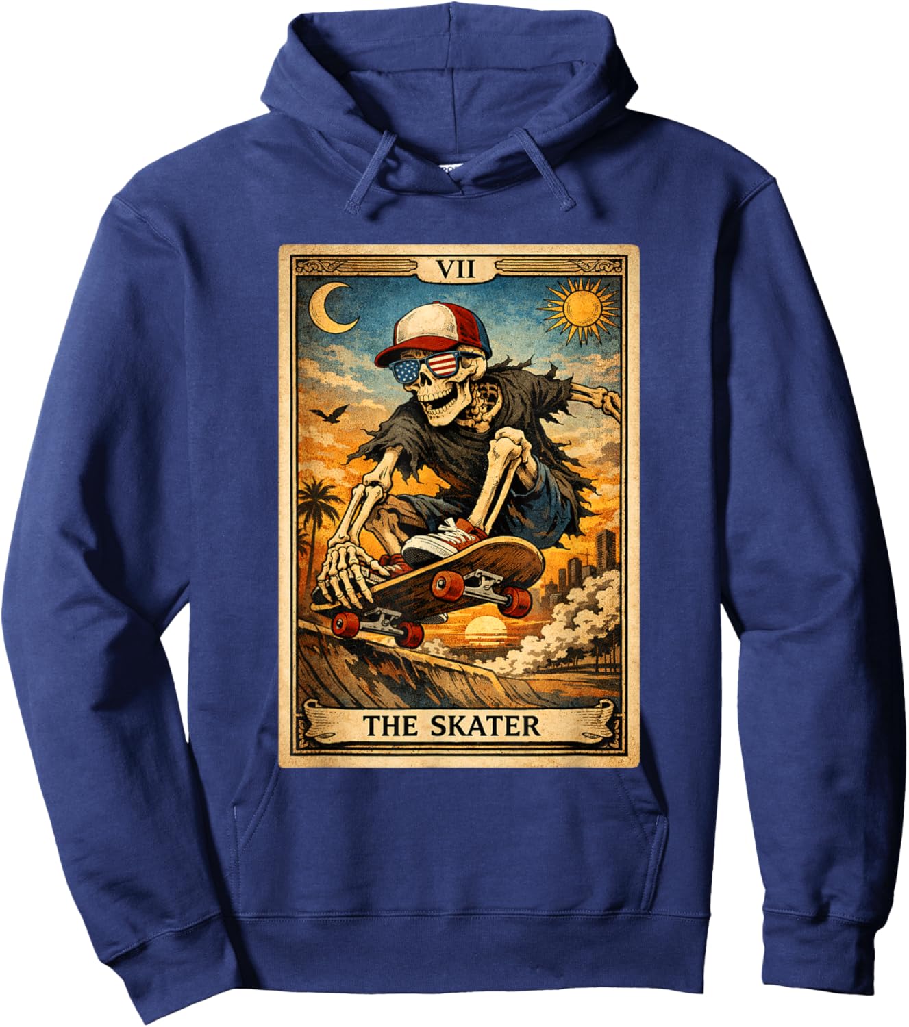 Skateboarding Boys Youth Men Skateboard Tarot Card Skater Hoodie - Hoodie | Navy