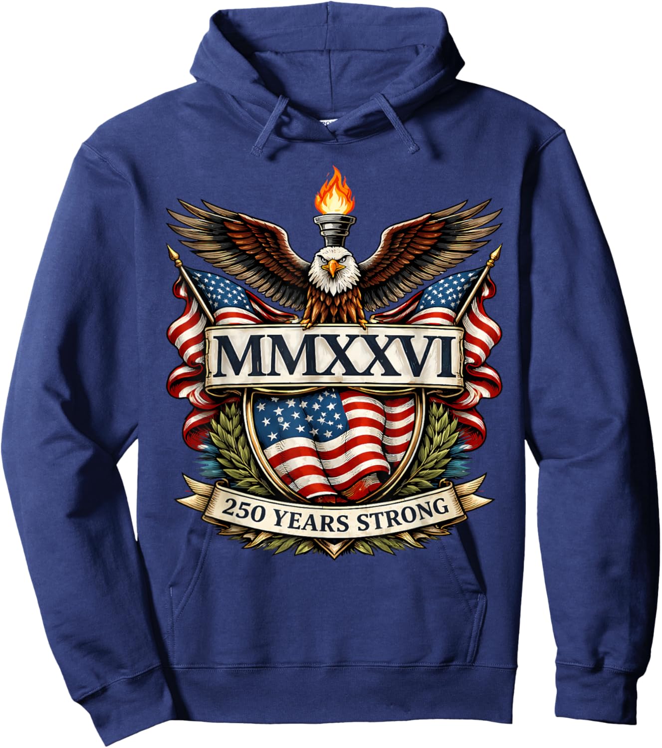 Flag Vintage 250 Years American 1776 2026 250th USA Birthday Hoodie - Hoodie | Navy