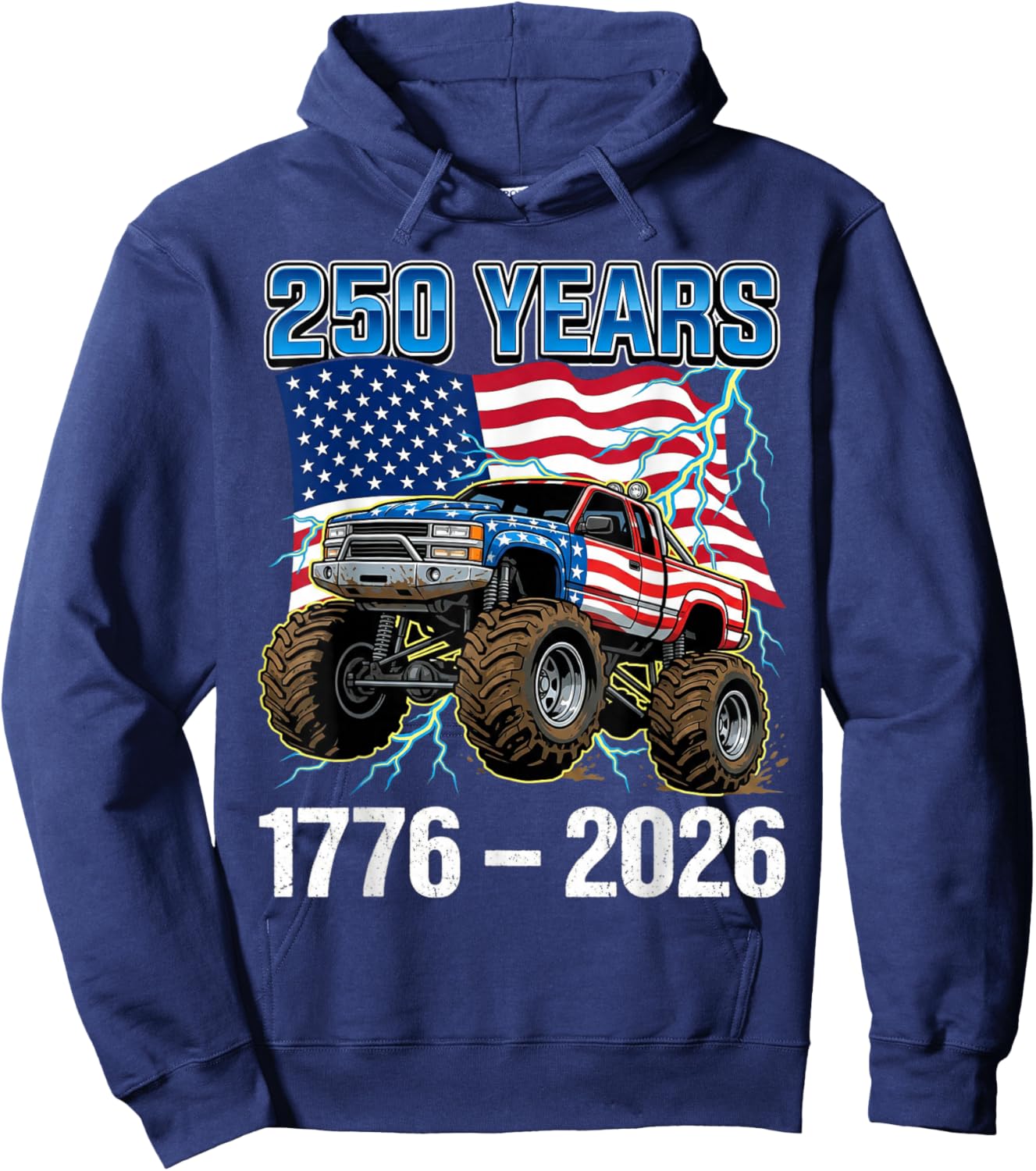 250 Years American 1776 2026 250th Toddler Boys 4th of July Hoodie - Hoodie | Navy