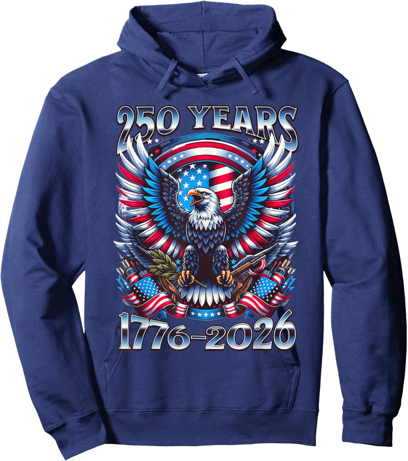Eagle and Flag 250 Years 1776-2026 250th Birthday Hoodie - Hoodie | Navy