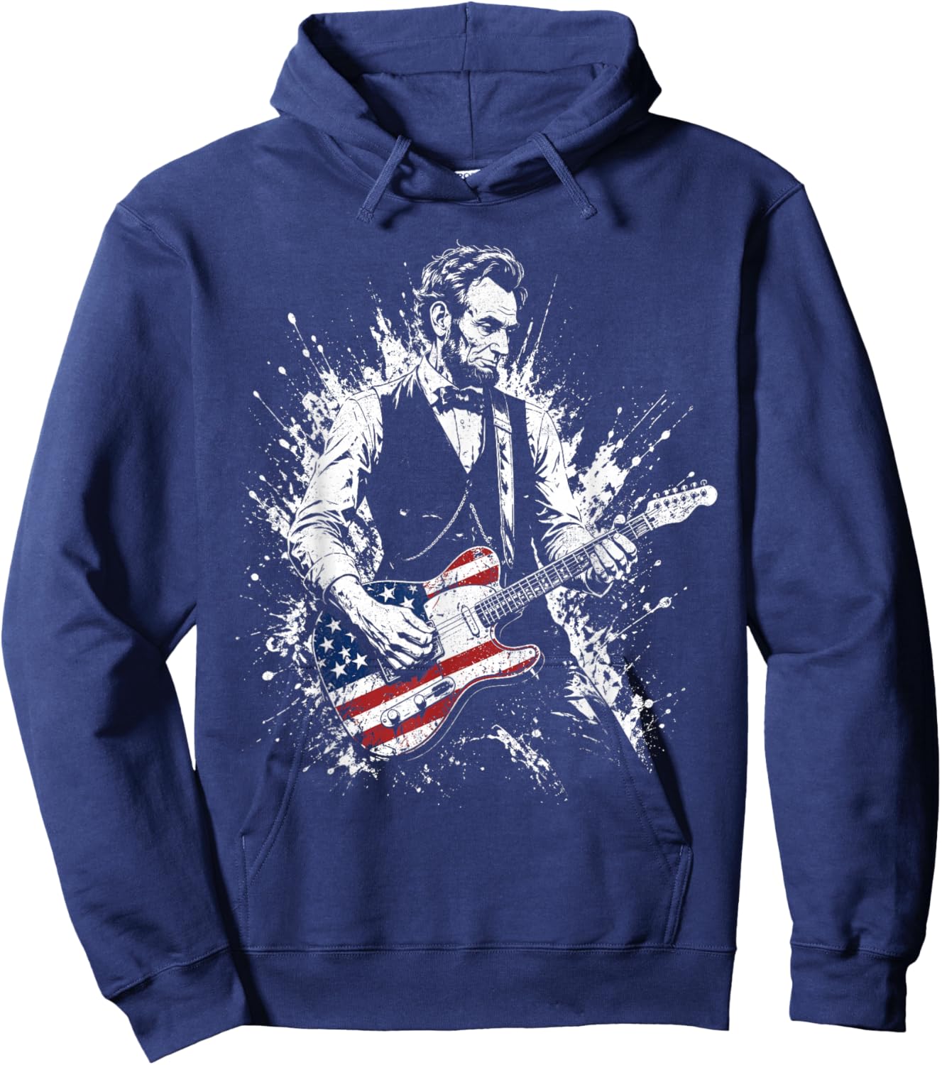 Retro Vintage Abraham Lincoln Abe Lincoln Playing Guitar Men Hoodie - Hoodie | Navy