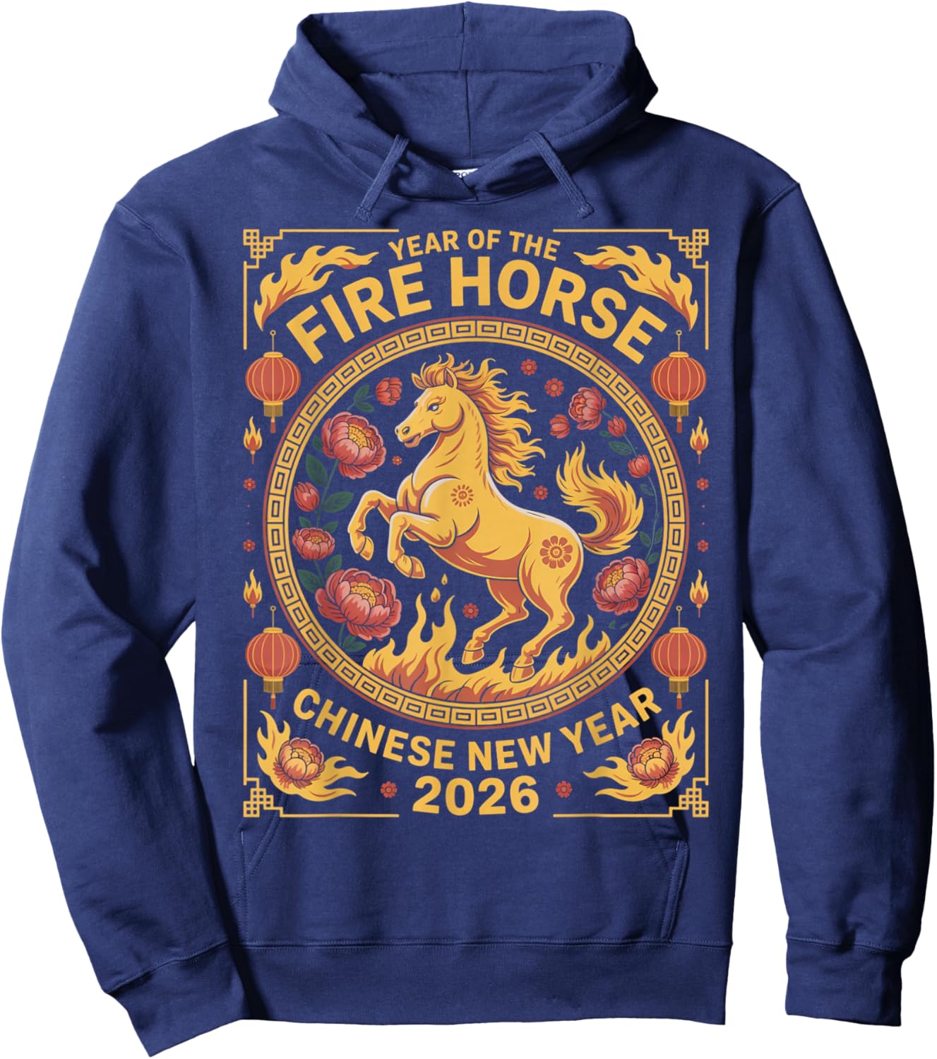 Fire Horse Zodiac Chinese Lunar New Year of The Horse 2026 Hoodie - Hoodie | Navy