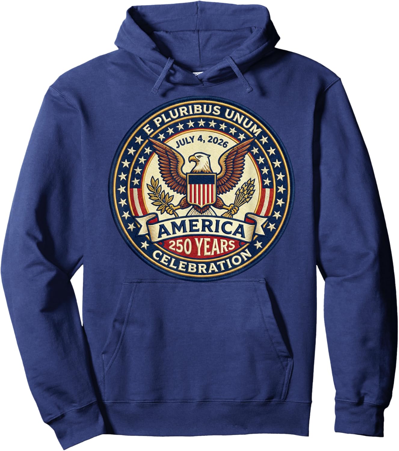 America 250 Years Celebration July 4, 2026 E Pluribus Unum Hoodie - Hoodie | Navy