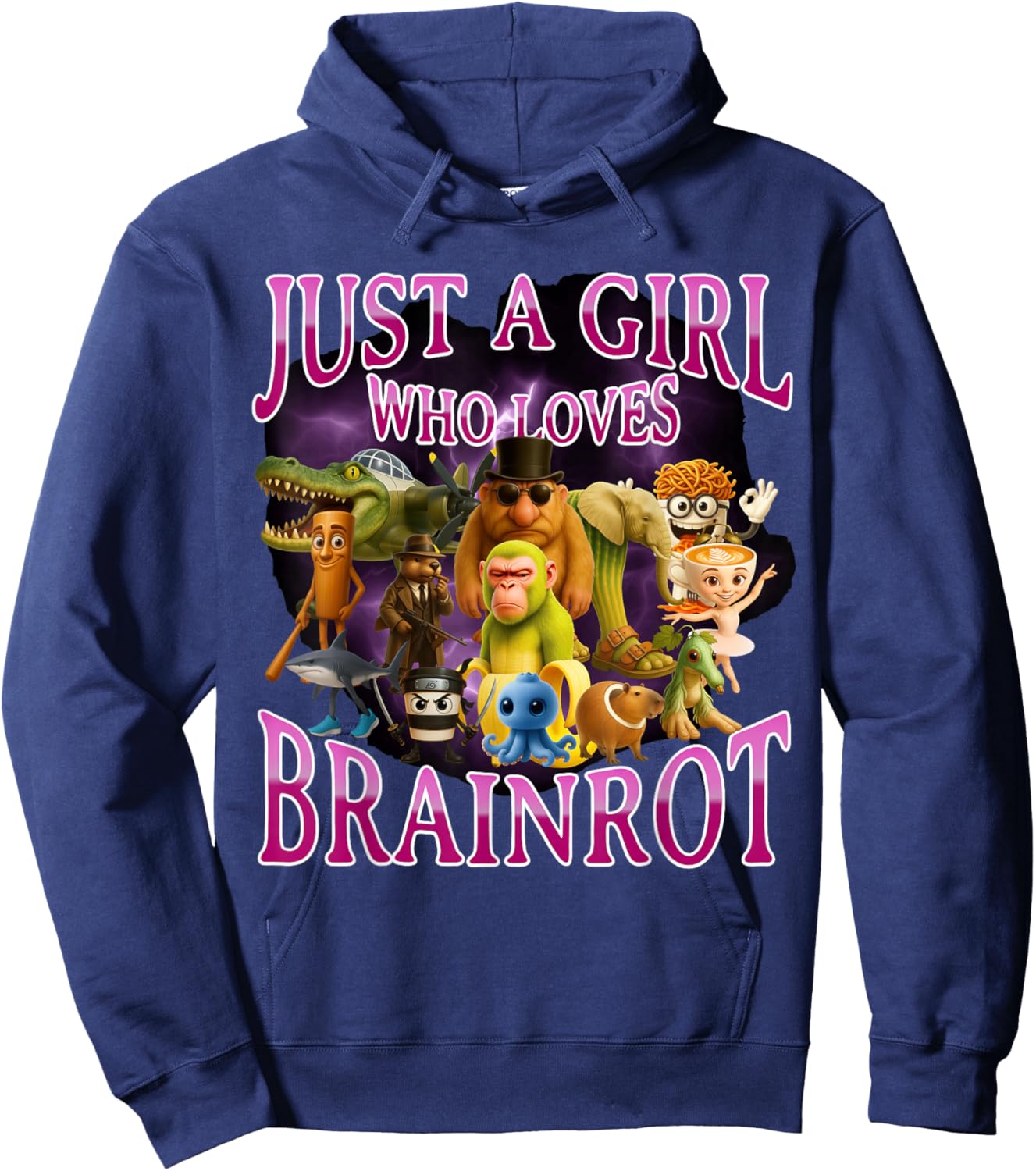 Italian Brainrot Lover Girl Funny Meme Internet Humor Hoodie - Hoodie | Navy