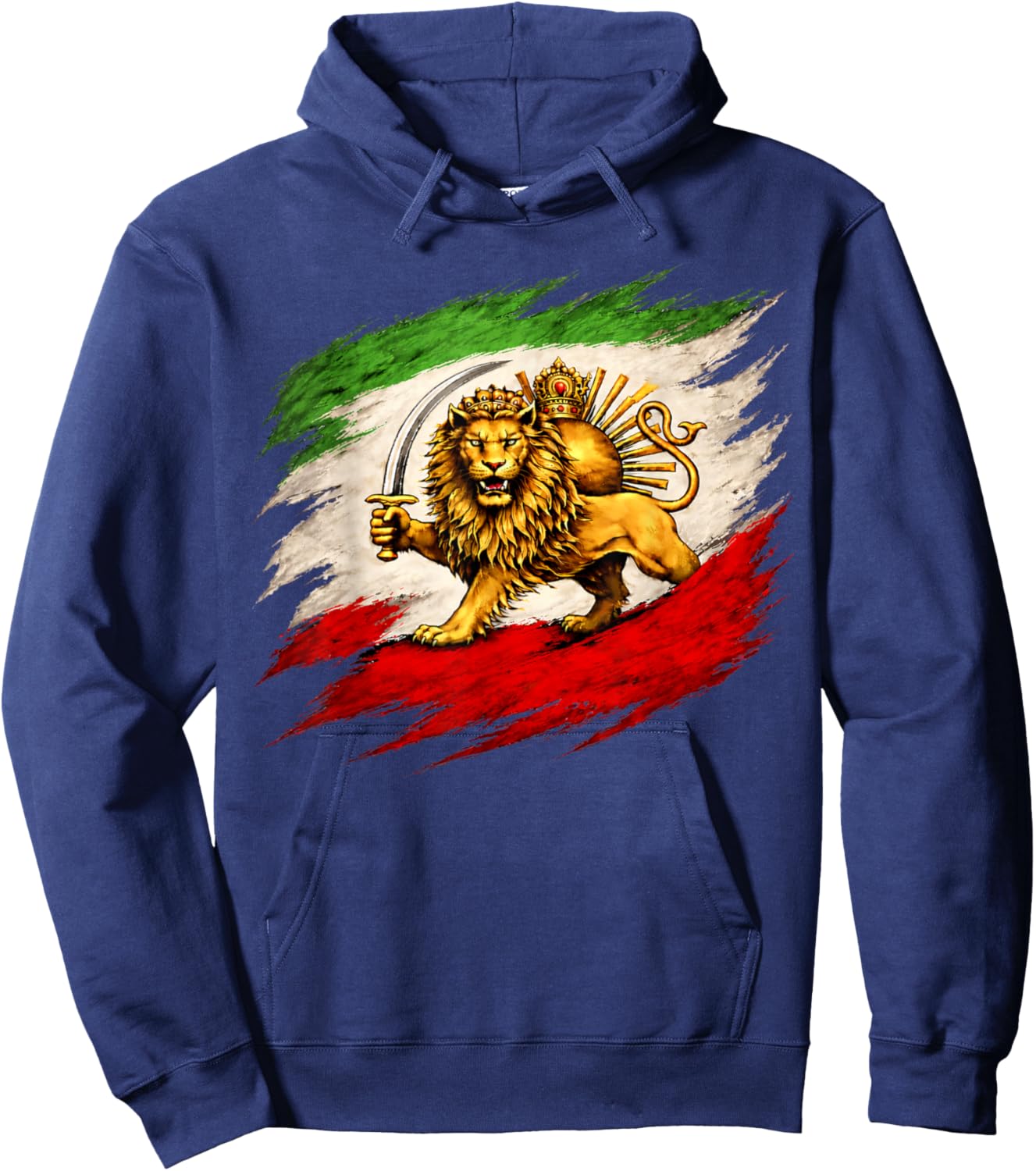 Vintage Lion and Sun Flag, Persian Heritage Hoodie - Hoodie | Navy