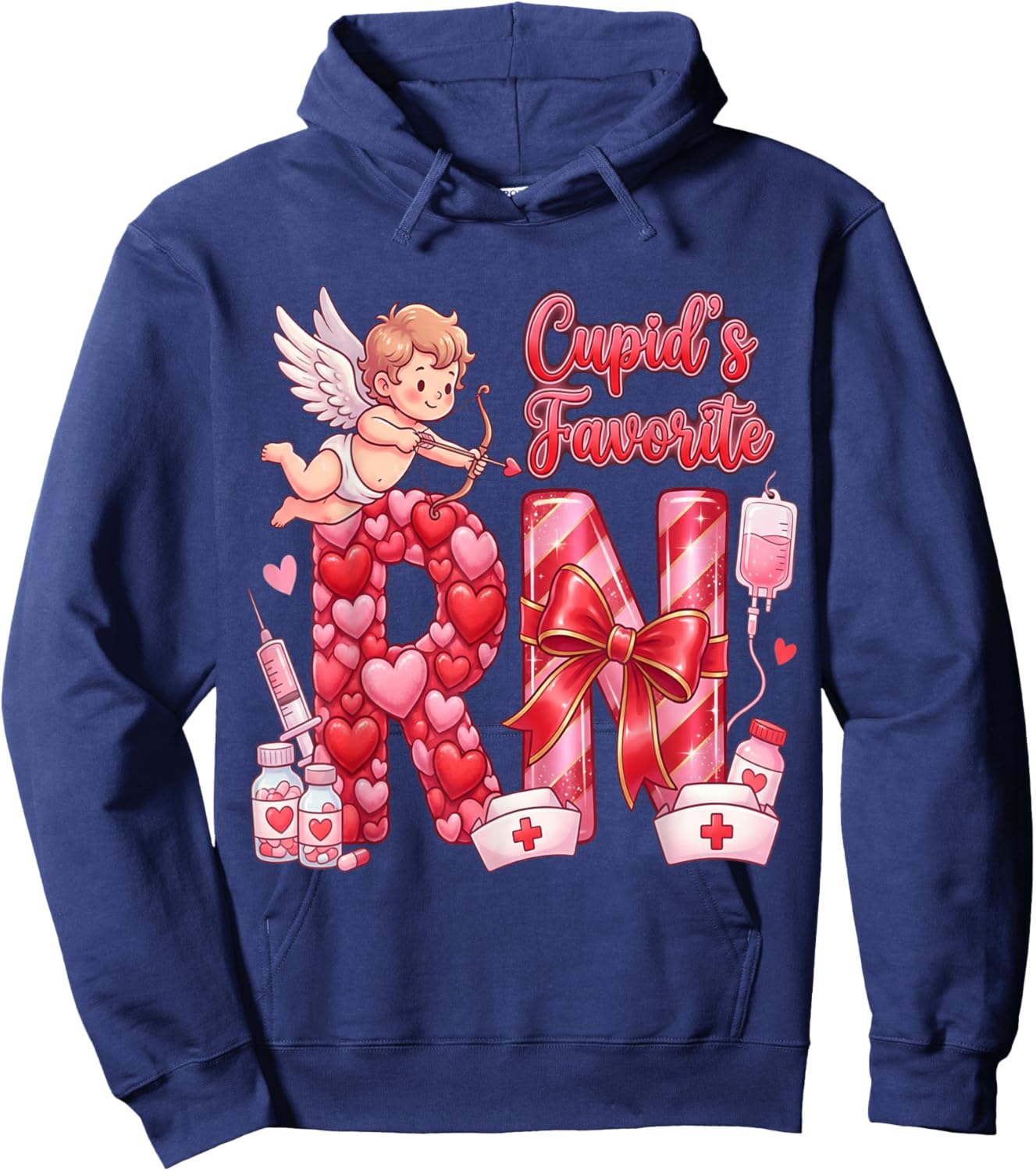 Healthcare Heart Registered Nurse RN Valentines Nurses Hoodie - Hoodie | Navy
