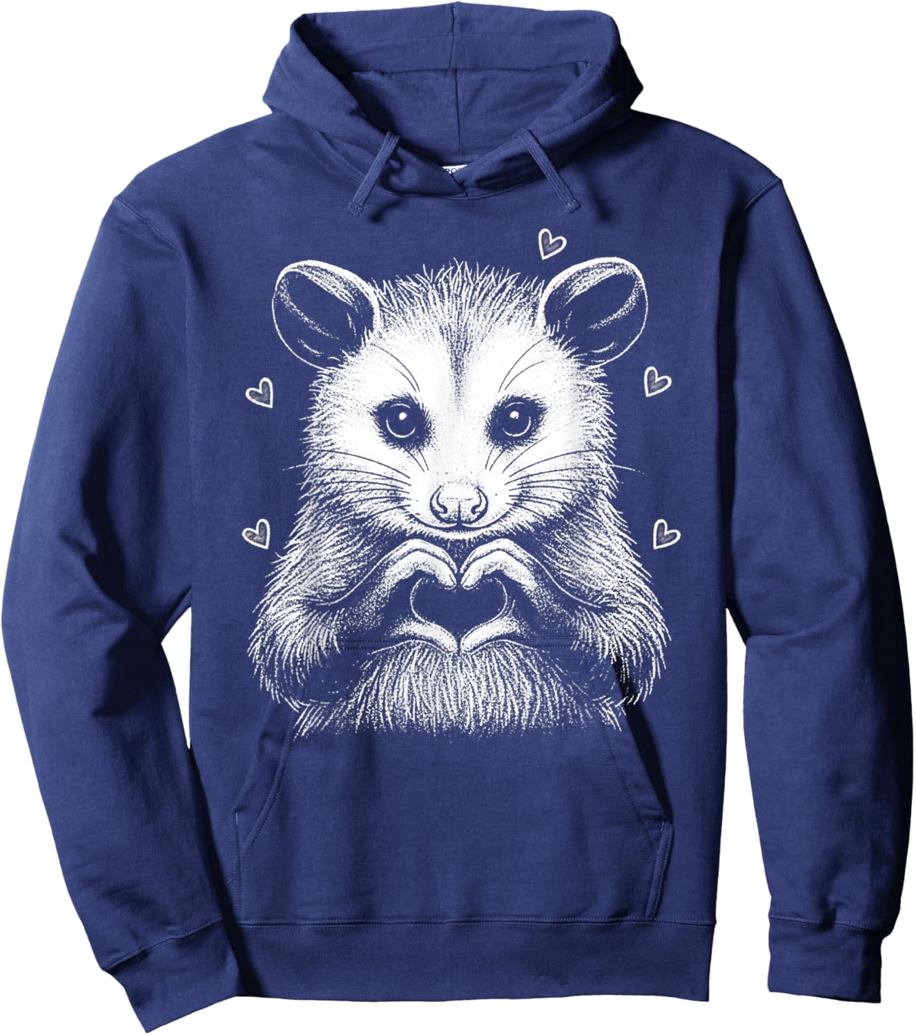 Cute Possum Heart Hands Love Animal Valentine Aesthetic Hoodie - Hoodie | Navy