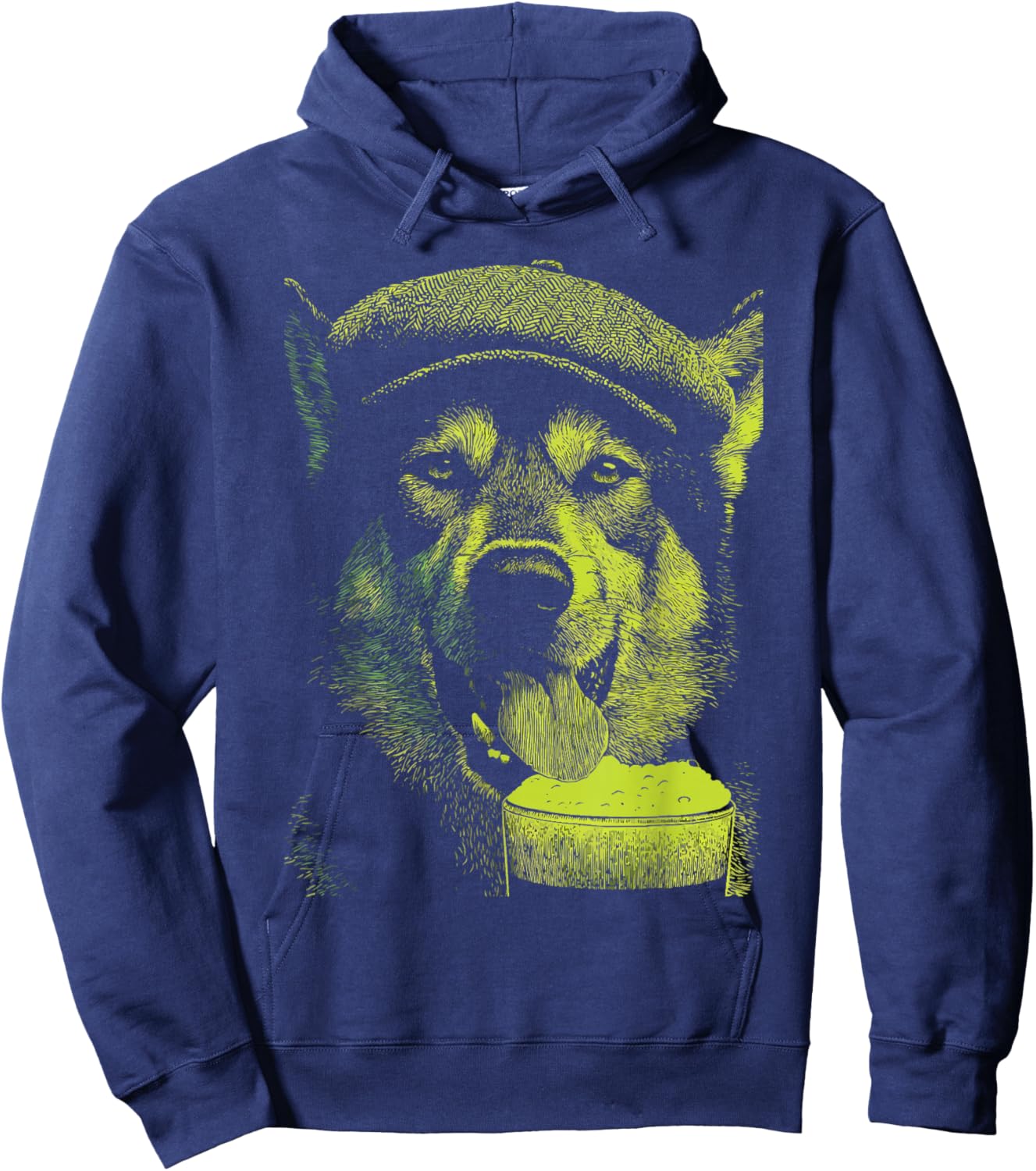 Irish Wolf with Beer Animal Drinking Humor St Patricks Day Hoodie - Hoodie | Navy