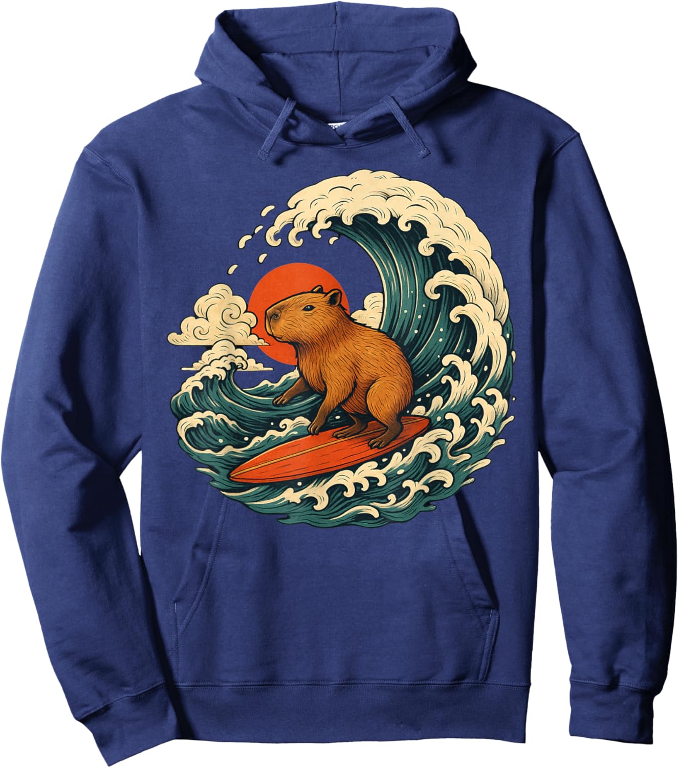 Capybara Surfing Japanese for Man Woman Hoodie - Hoodie | Navy