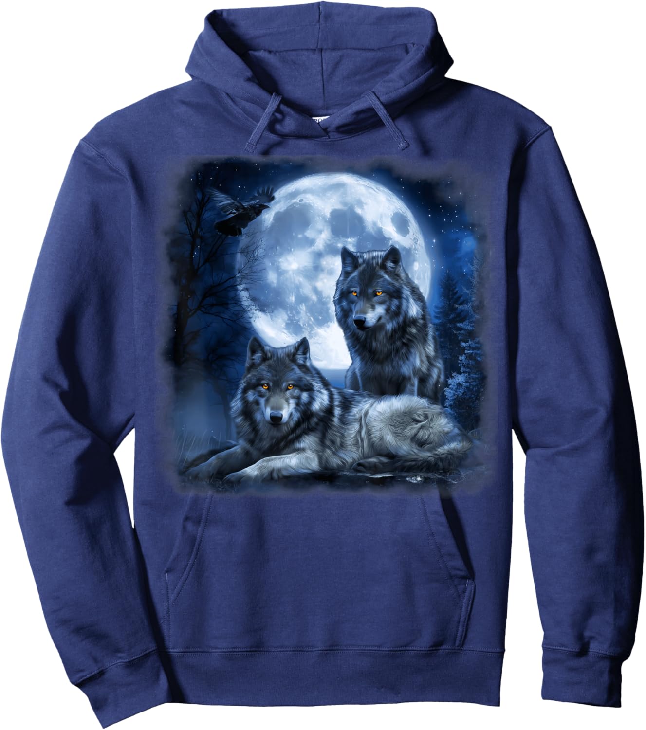 Wildlife Wolf Howling Moon Forest Nature Wild Animal Trees Hoodie - Hoodie | Navy