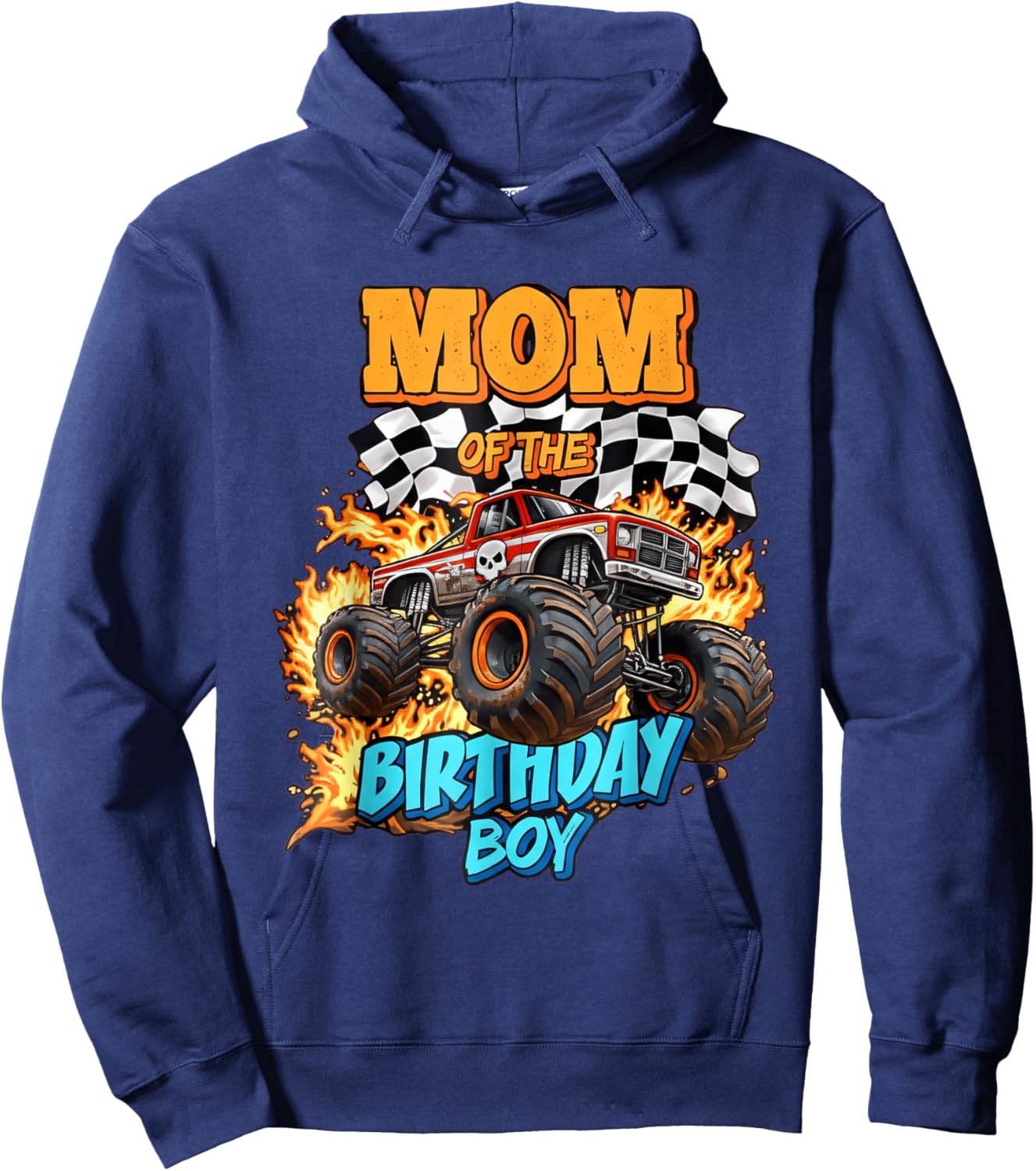 Funny Mom of The Birthday Boy Monster Truck Birthday Novelty Hoodie - Hoodie | Navy