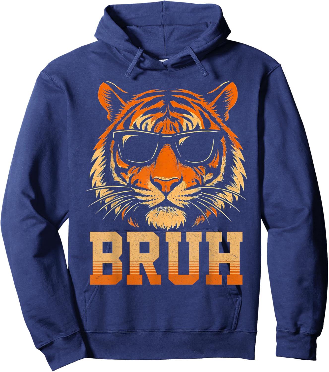 Bruh Tiger Meme Graphic Kids Funny Animal Lovers Hoodie - Hoodie | Navy