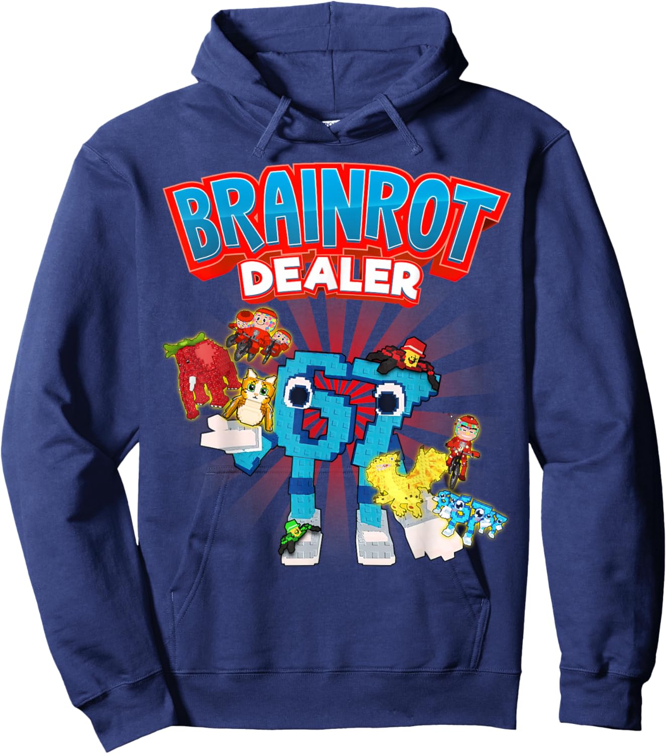 Brainrot Dealer Funny Every Brainrots for Boys Kids Teens Hoodie - Hoodie | Navy