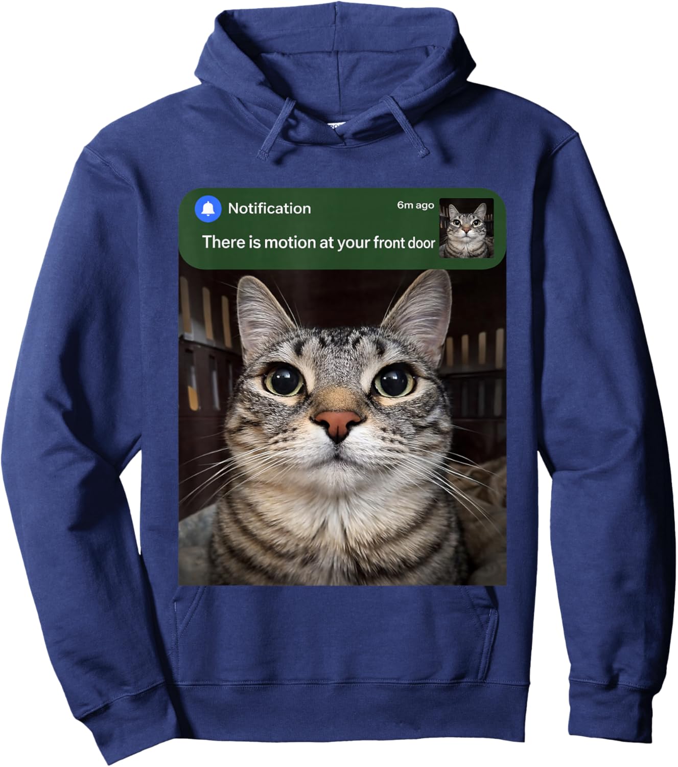 There is Motion At Your Front Door Funny Cat Motion Meme Hoodie - Hoodie | Navy