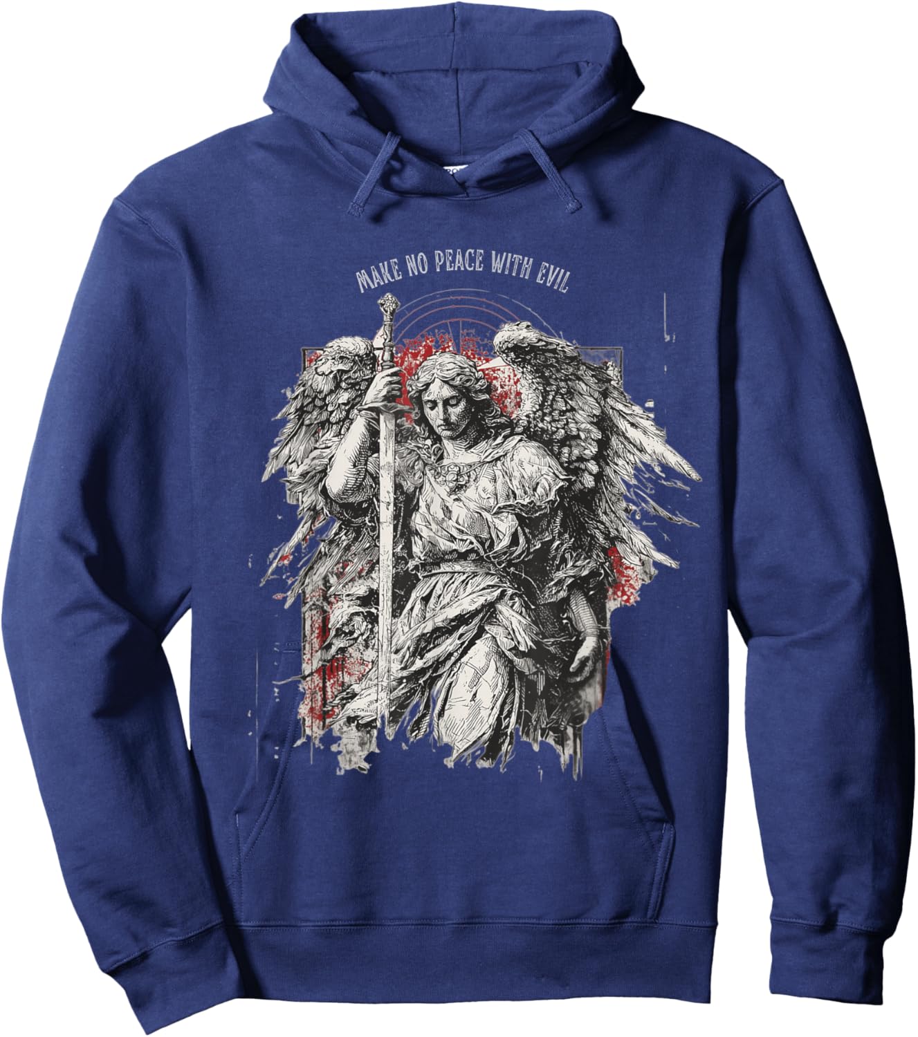 Archangel Michael Make no Peace with Evil | Gothic Christian Hoodie - Hoodie | Navy