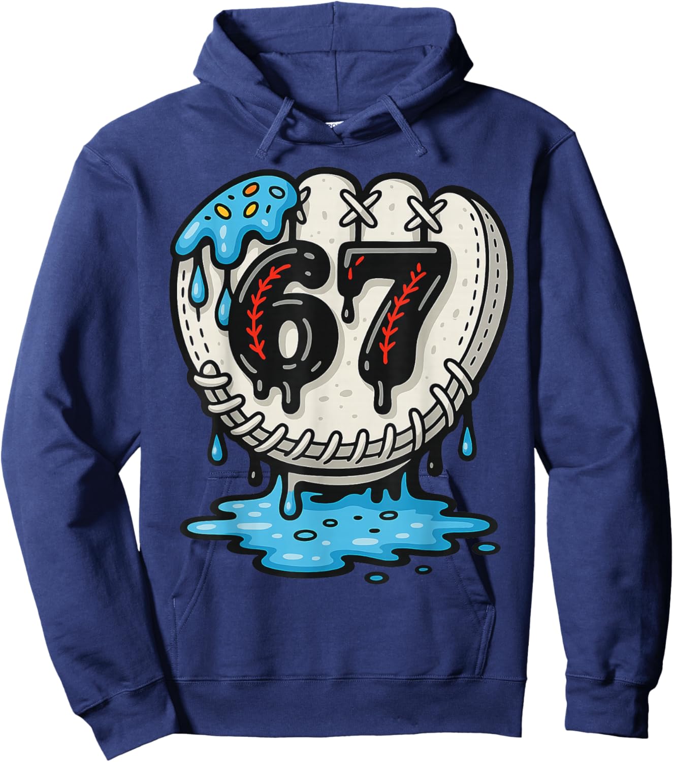 67 Ice Cream Drip Funny Six Seven Baseball Hoodie - Hoodie | Navy