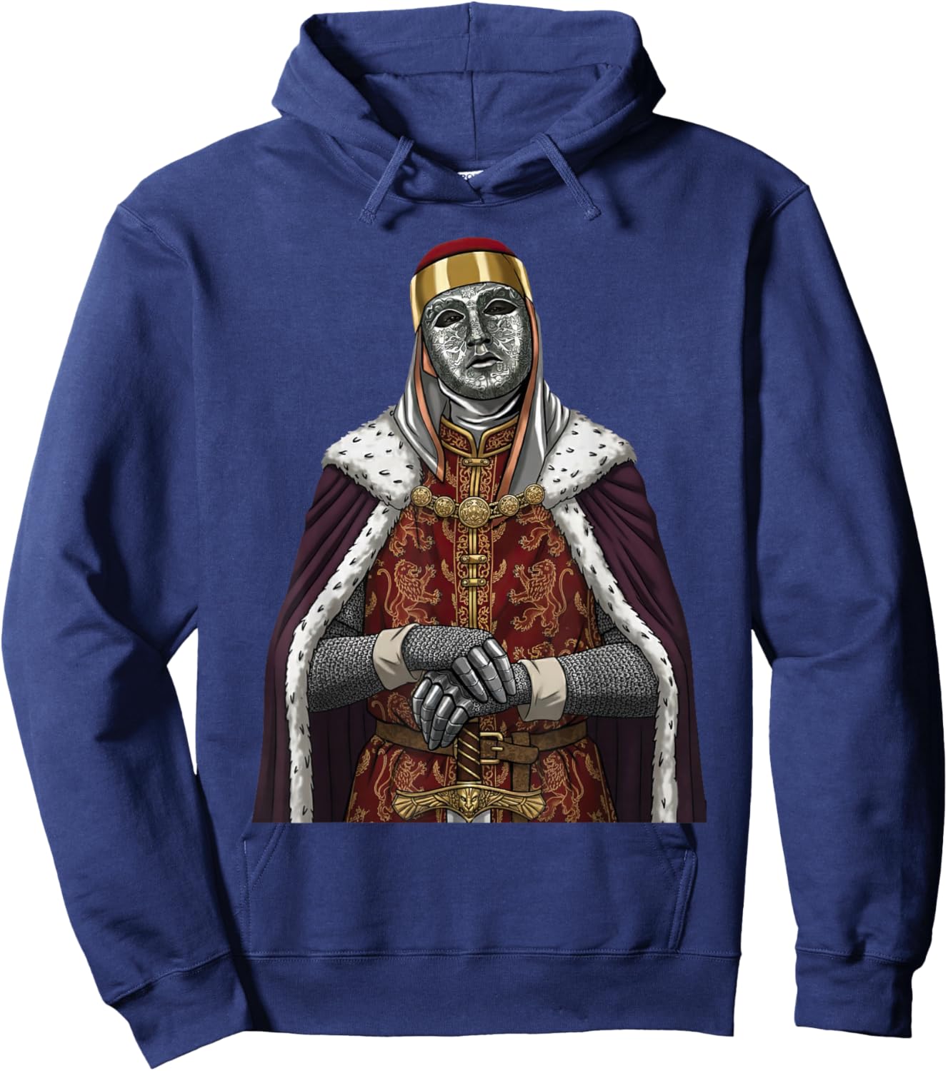 Silver Mask King Baldwin IV Golden Mask Medieval Art Hoodie - Hoodie | Navy