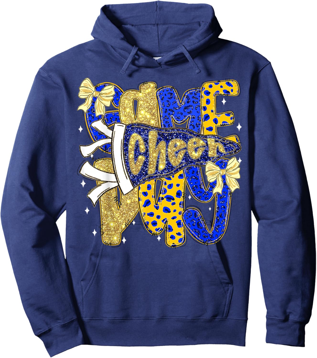 Preppy Game Day Football Mom Pennant Flag Cheer Blue & Gold Hoodie - Hoodie | Navy