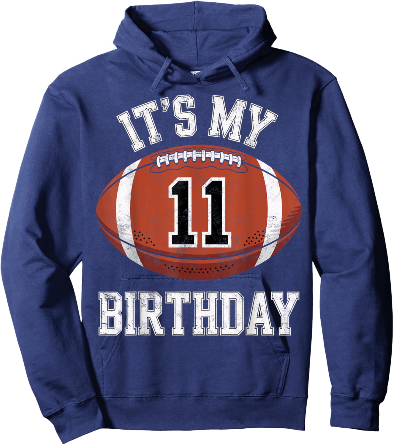 Football Birthday Boy It's My 11th Bday for 11 Years Kid Hoodie - Hoodie | Navy