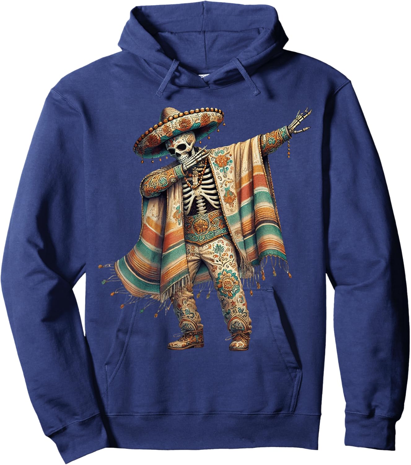 Dabbing Skeleton Cinco De Mayo Fiesta Sombreros Poncho Men Hoodie - Hoodie | Navy