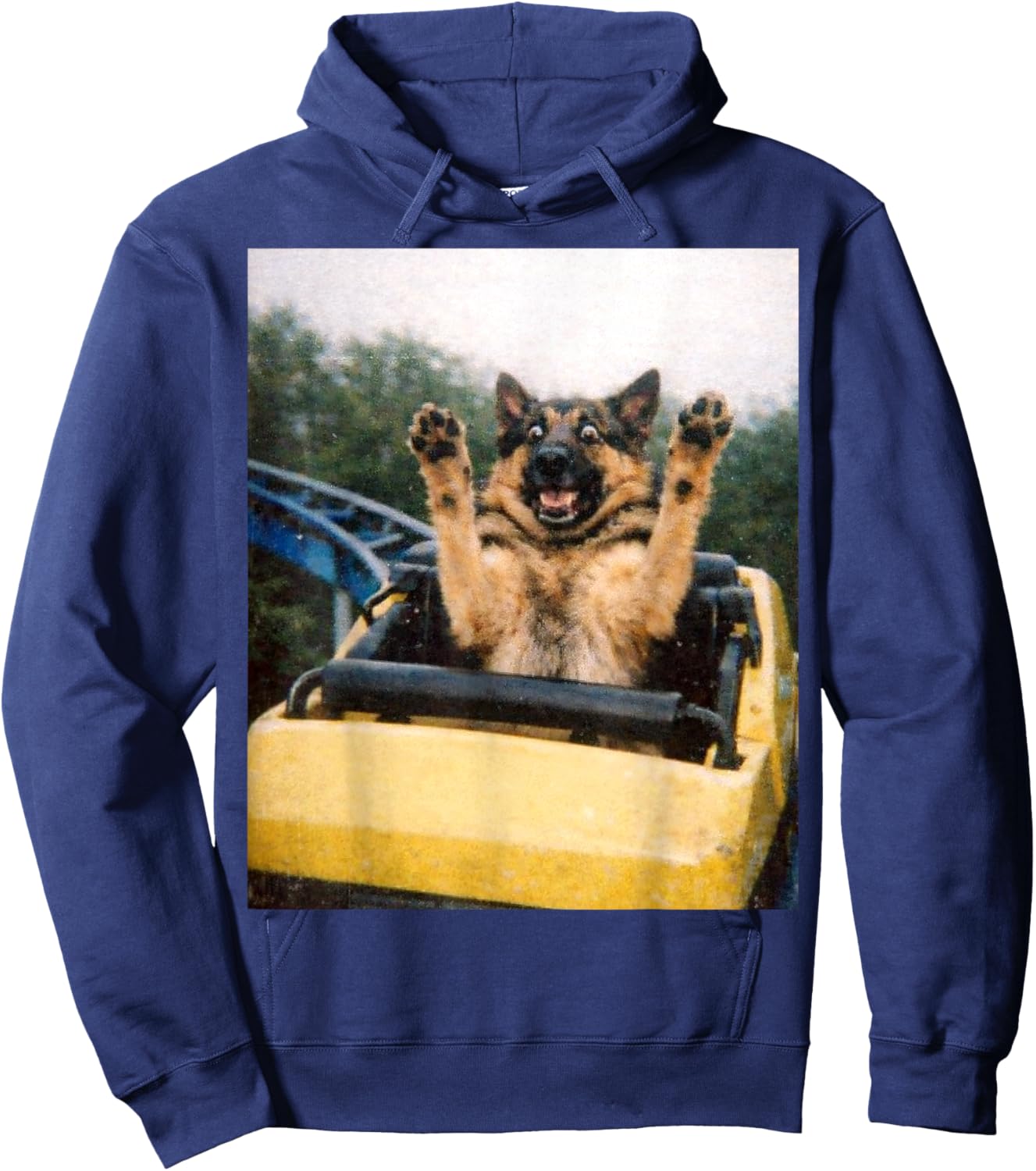 Funny Dog Roller Coaster Meme Silly Graphic German Shepherd Hoodie - Hoodie | Navy