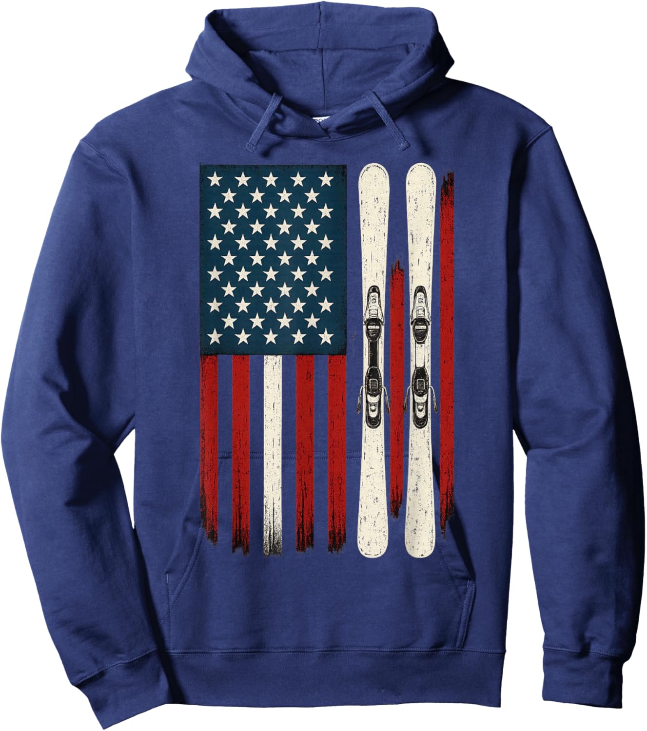 Downhill Ski Team 4th of July USA American Flag Skiing Skier Hoodie - Hoodie | Navy