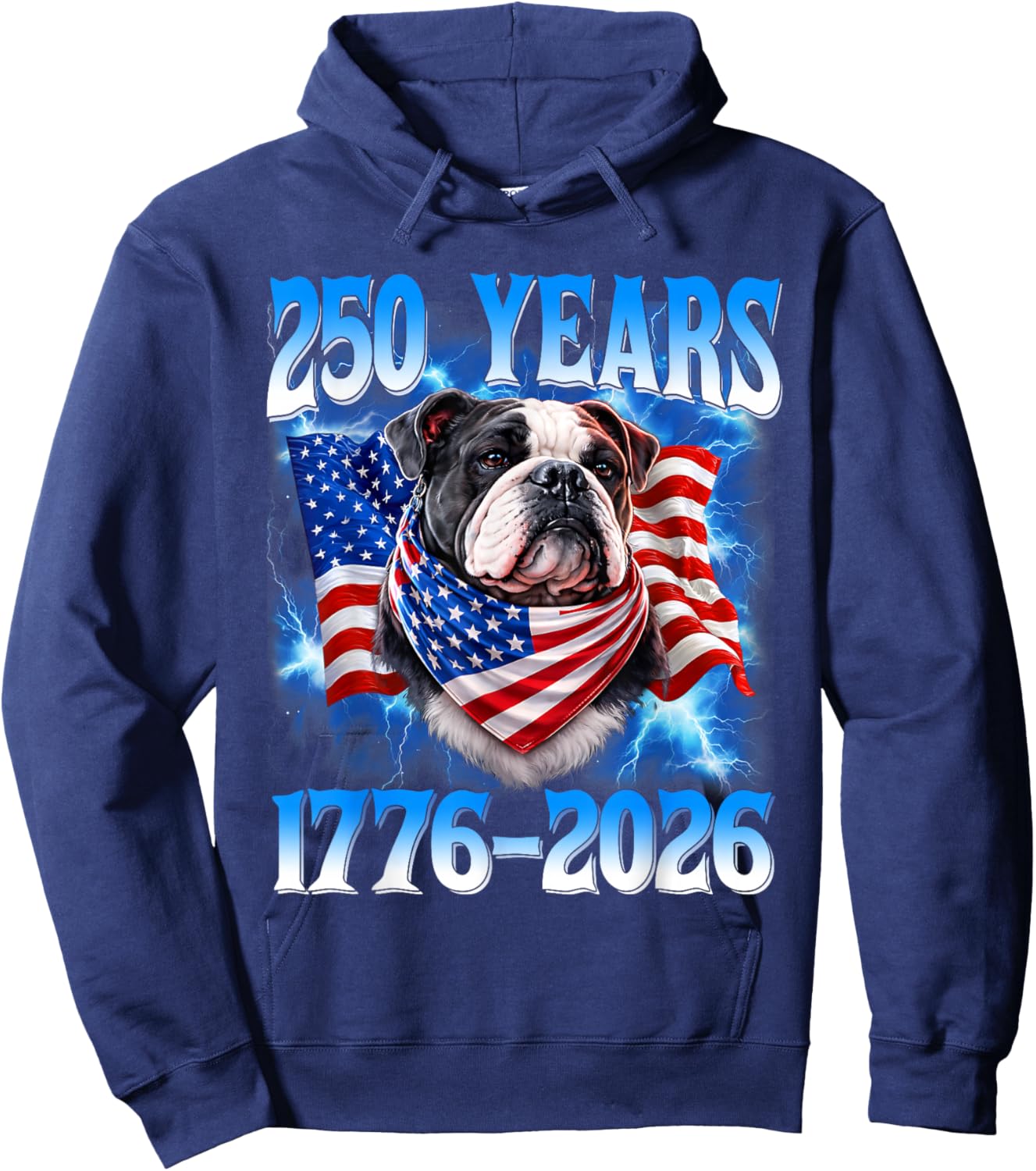 250 Year American 1776 2026 250th USA Dog Patriotic 4th July Hoodie - Hoodie | Navy