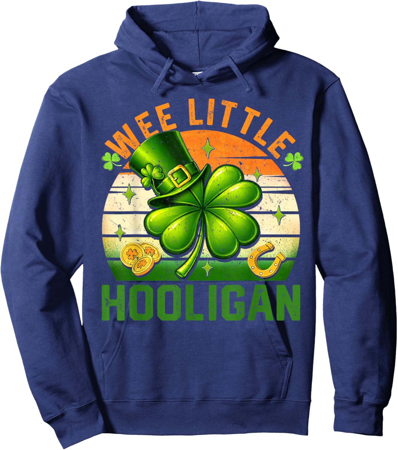 St Patricks Day Wee Little Hooligan Shamrock Funny Kids Teen Hoodie - Hoodie | Navy