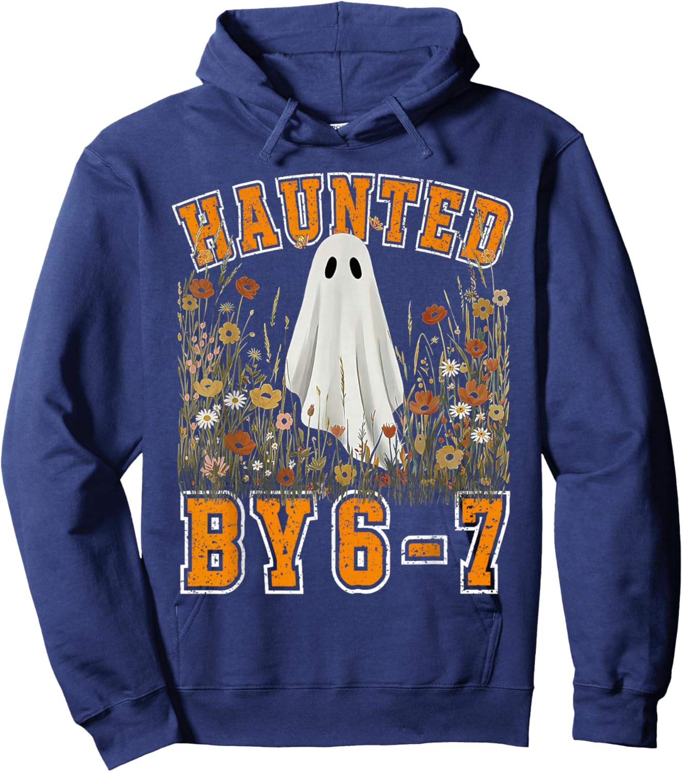 Haunted by 6 7 Ghost Floral 67 Meme Halloween Six Seven Hoodie - Hoodie | Navy