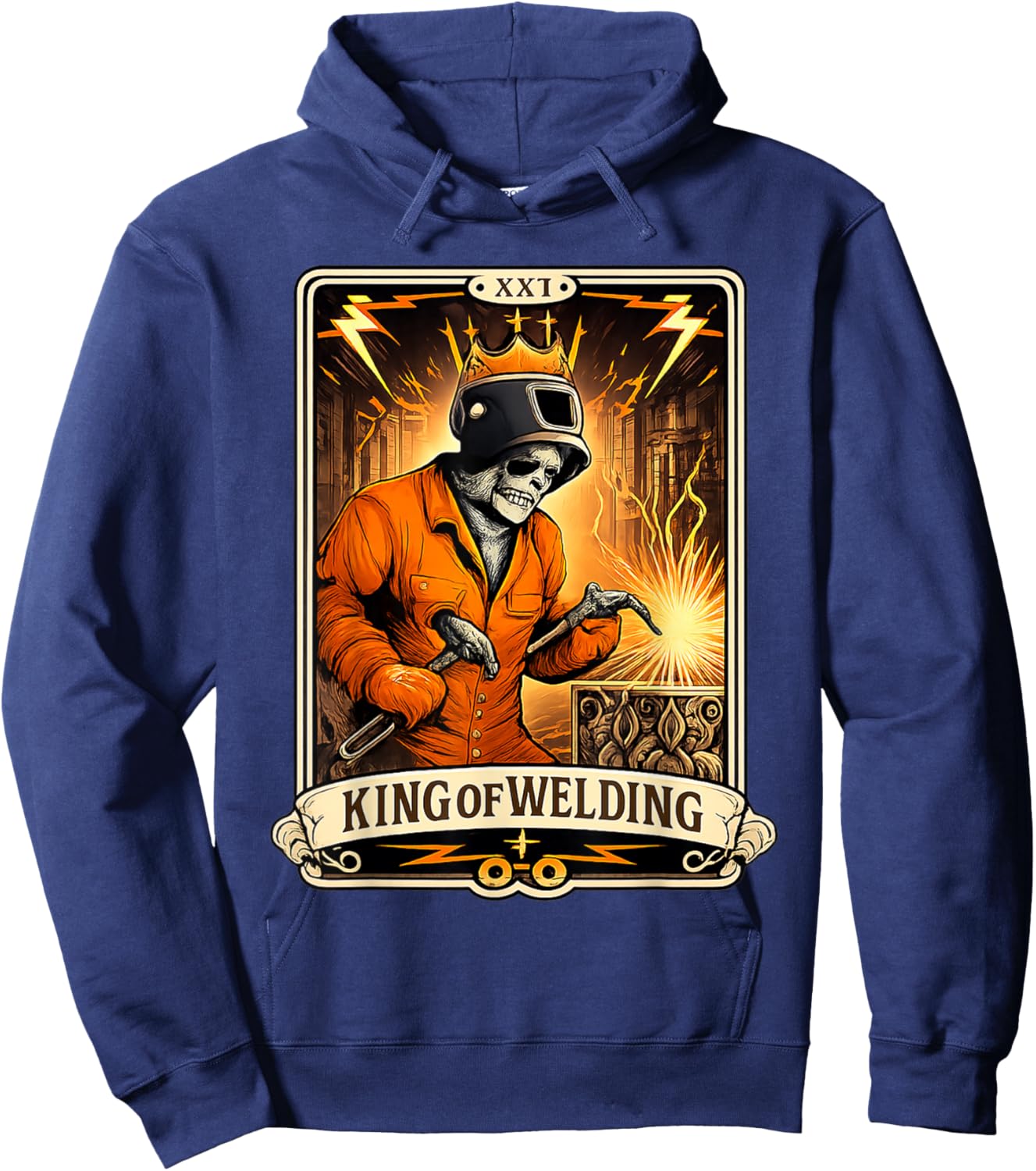 King of Welding Skeleton Shirt Funny Welder Design Hoodie - Hoodie | Navy