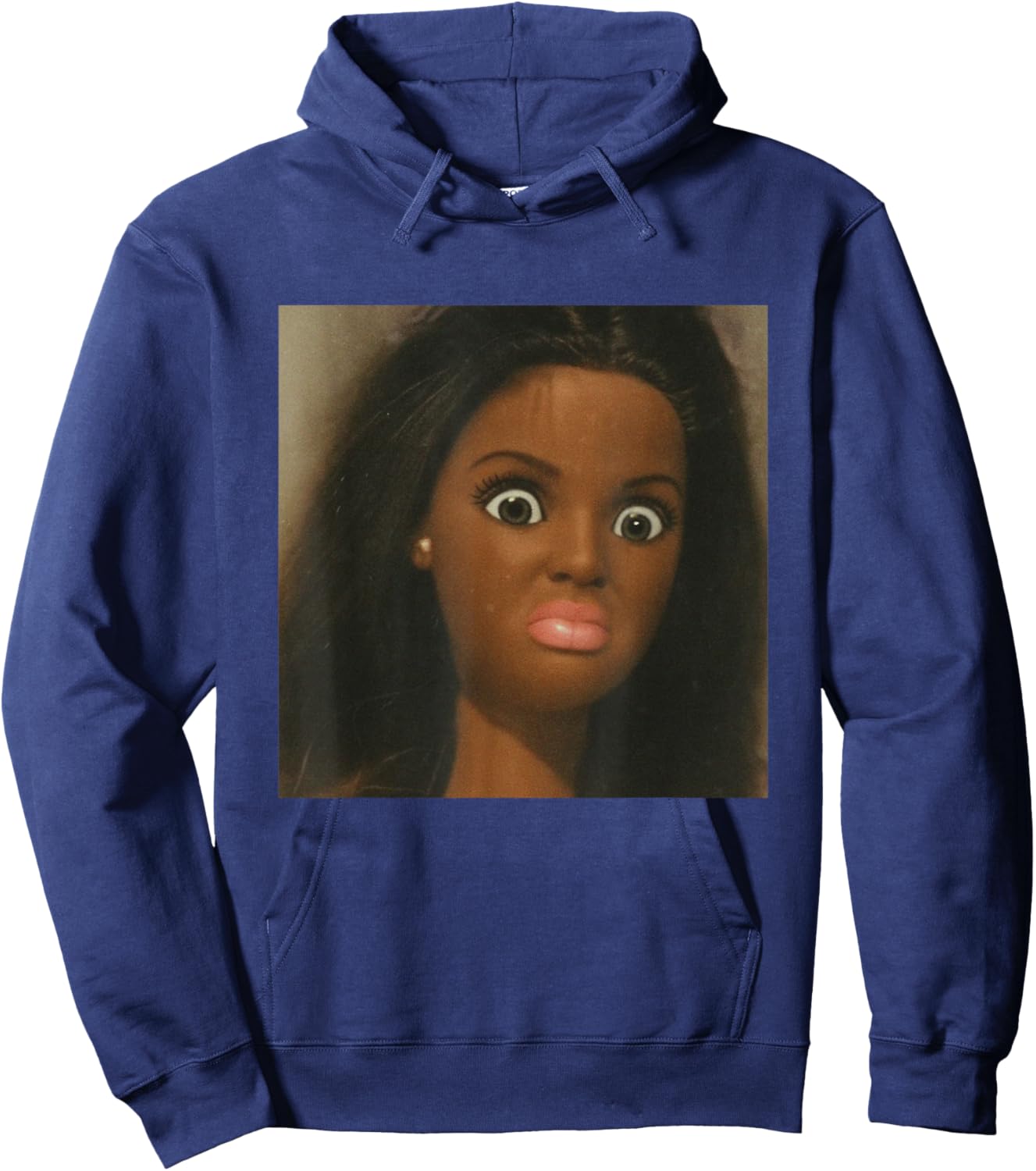 Funny African American Disgusted Black Doll Face Meme Hoodie - Hoodie | Navy