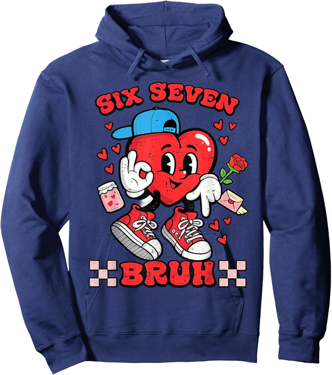 Six Seven Bruh Heart 67 Valentines Day Boys Hoodie - Hoodie | Navy