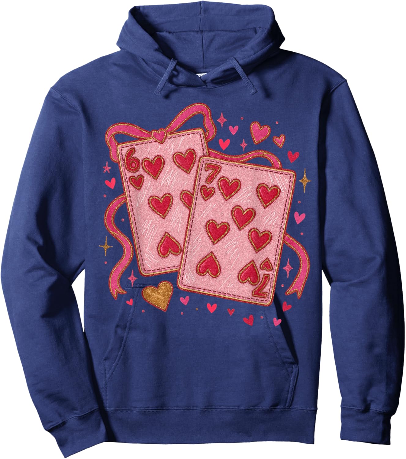 Playing Cards Valentine 6 7 Coquette Six Seven Meme Hoodie - Hoodie | Navy
