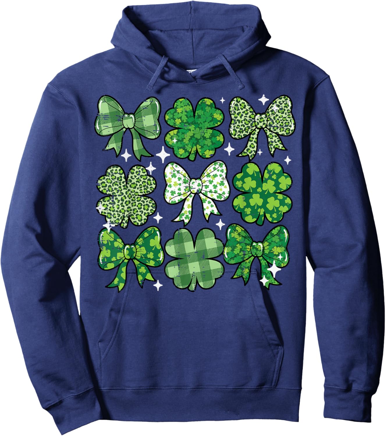 St Patricks Day Bow Coquette Saint Paddys Girls Kids Women Hoodie - Hoodie | Navy