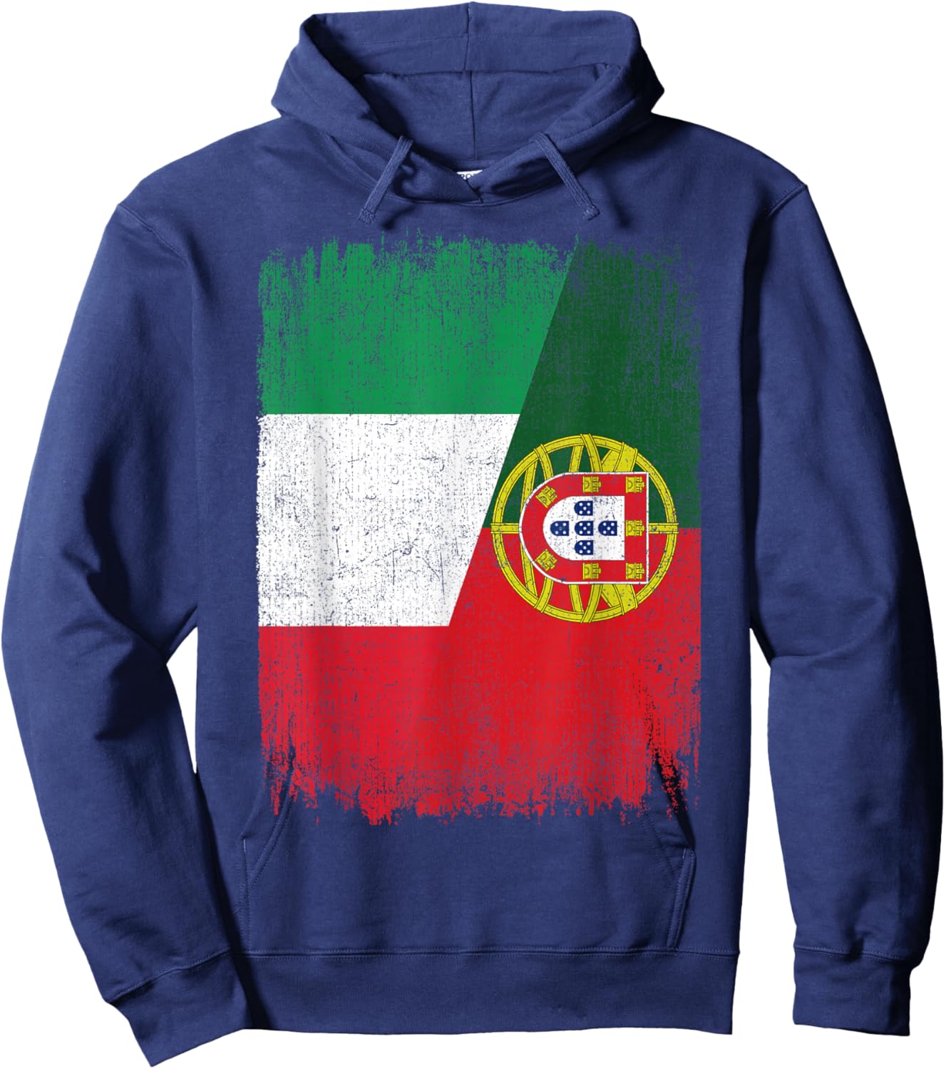 Half Italy Portugal Flag Italian Portuguese Pride Roots Hoodie - Hoodie | Navy