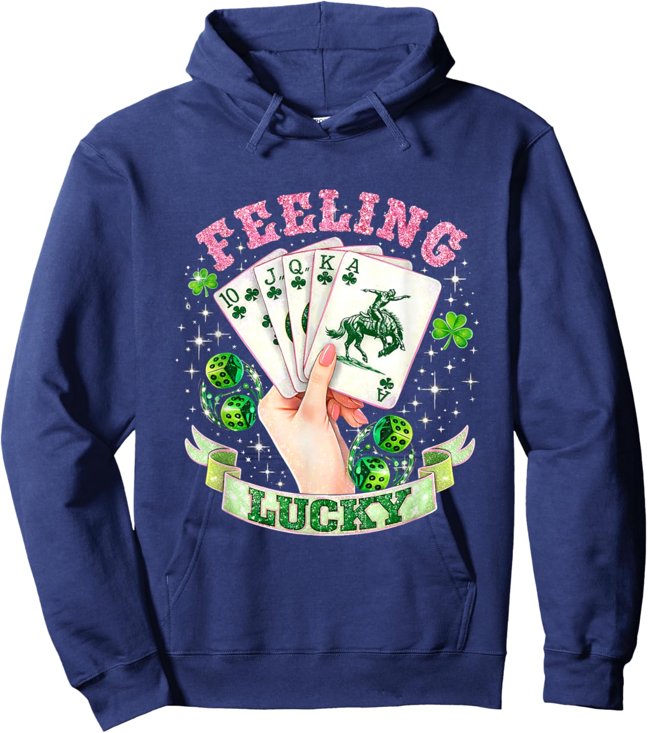 Funny Feeling Lucky Howdy Cowgirl Club Saint Patrick Hoodie - Hoodie | Navy