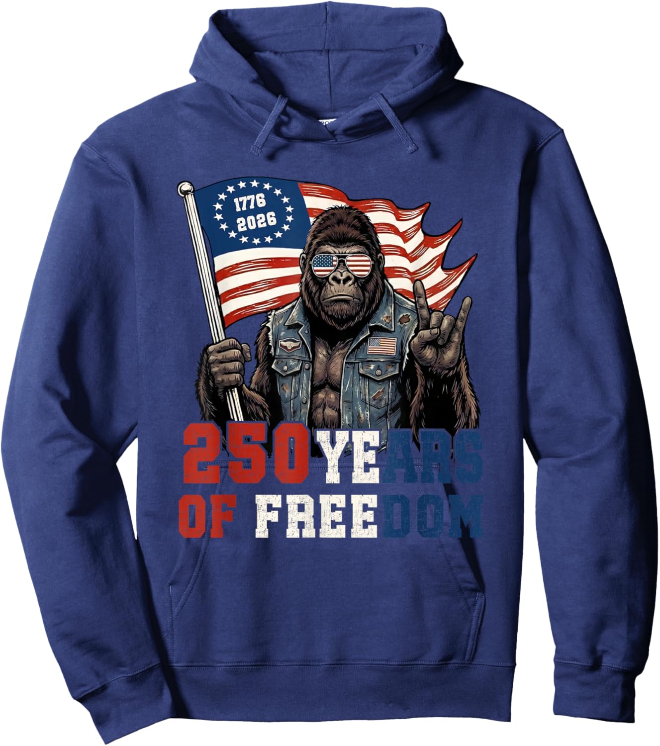 250 Years American 1776-2026 250th Birthday Bigfoot Lovers Hoodie - Hoodie | Navy