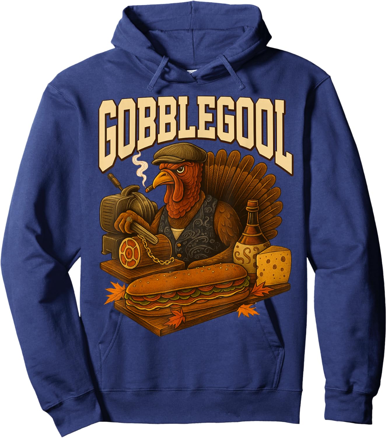 Gobblegool Turkey Gobble Gool Thanksgiving Retro Hoodie - Hoodie | Navy
