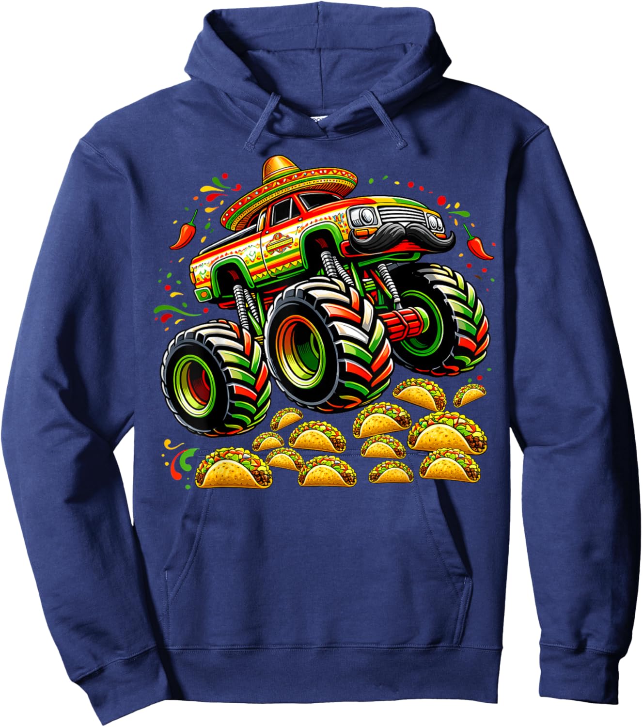 Dinosaur Monster Truck Cinco De Mayo for Boys Kids Toddlers Hoodie - Hoodie | Navy