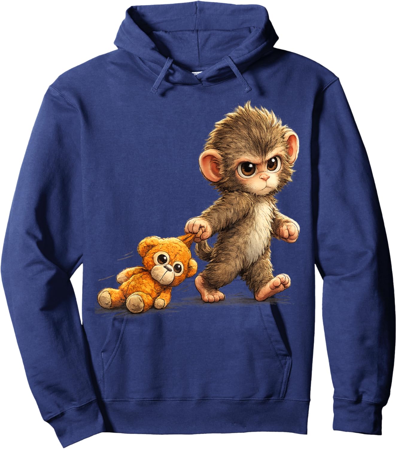 Cute Baby Monkey Punch Viral Zoo Japan Design Hoodie - Hoodie | Navy