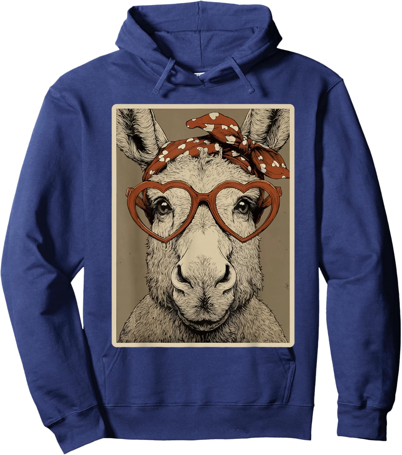 Valentines Moose in Hearts Glasses Romantic Animal Coquette Hoodie - Hoodie | Navy