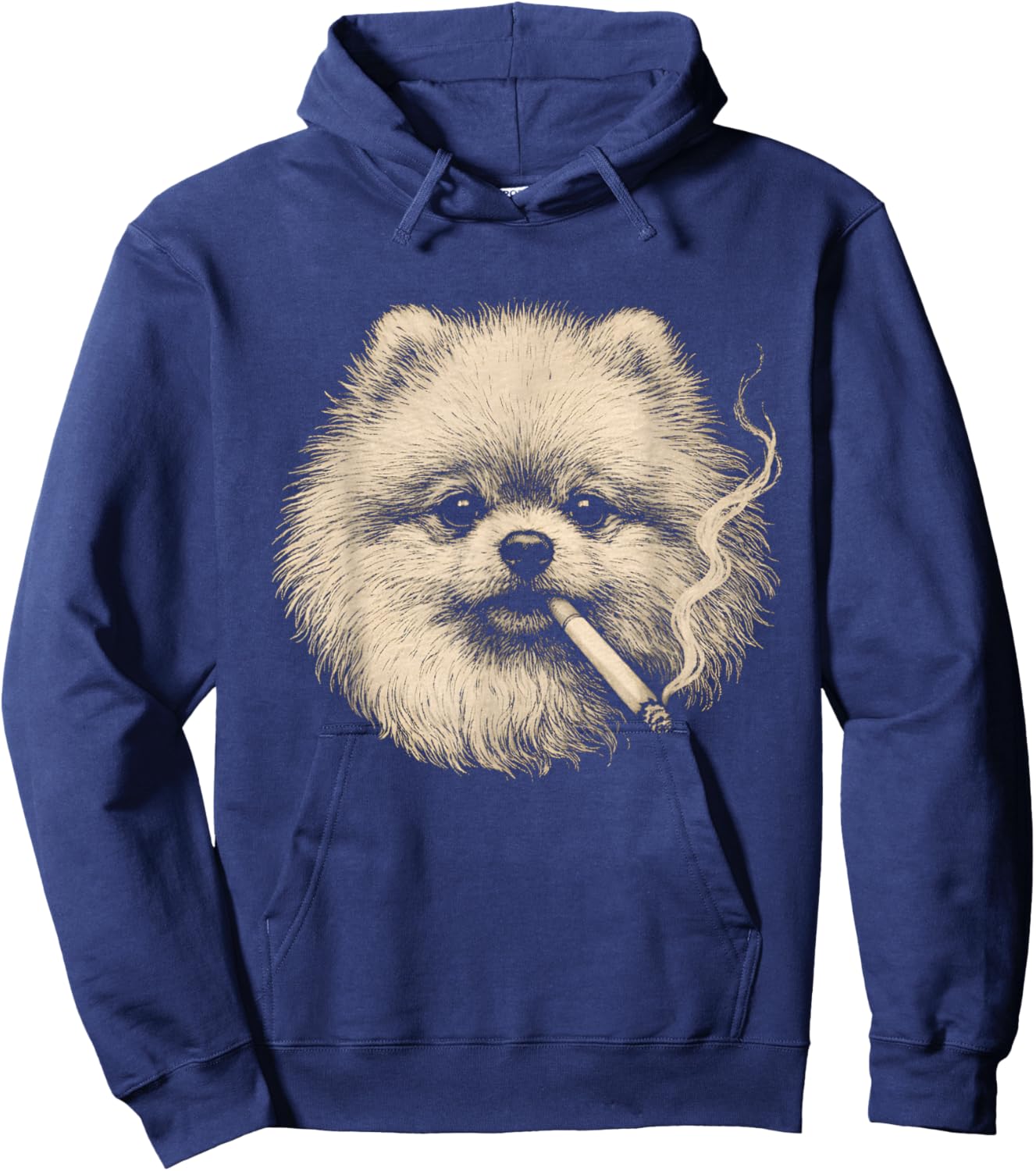 Dog Smoking Cigarette Funny Pomeranian Meme Hoodie - Hoodie | Navy