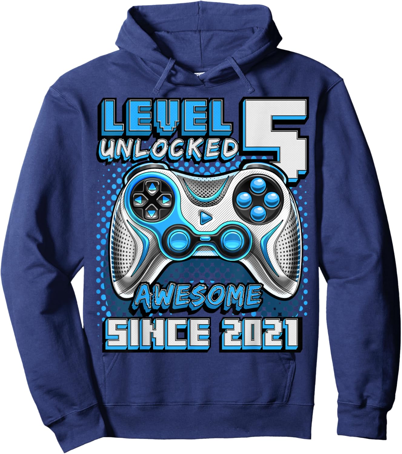 Level 5 Unlocked Birthday Boy Gamer 5 Year Video Game 2021 Hoodie - Hoodie | Navy