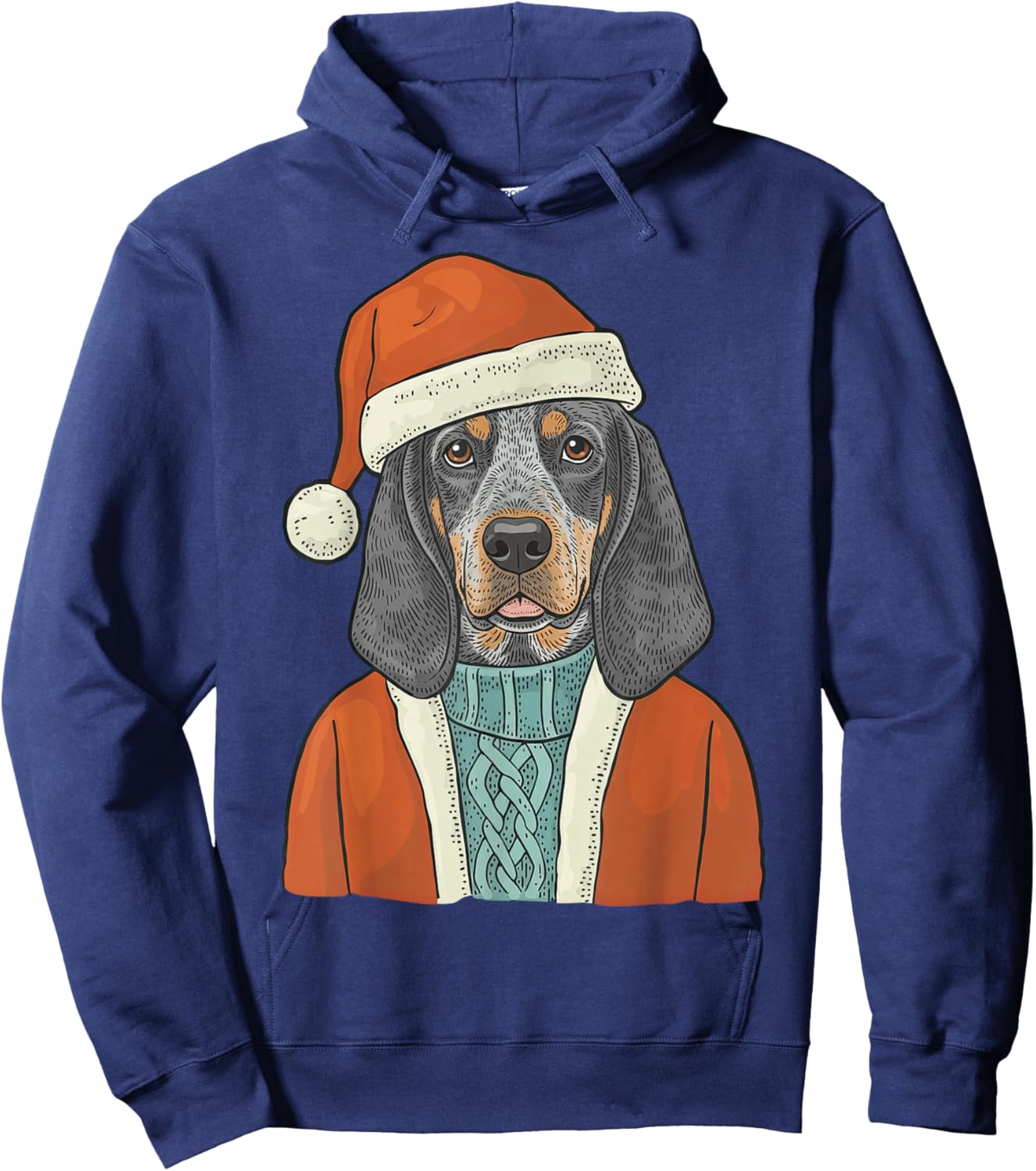 Bluetick Coonhound Dog Santa Christmas Outfit Funny Hoodie - Hoodie | Navy