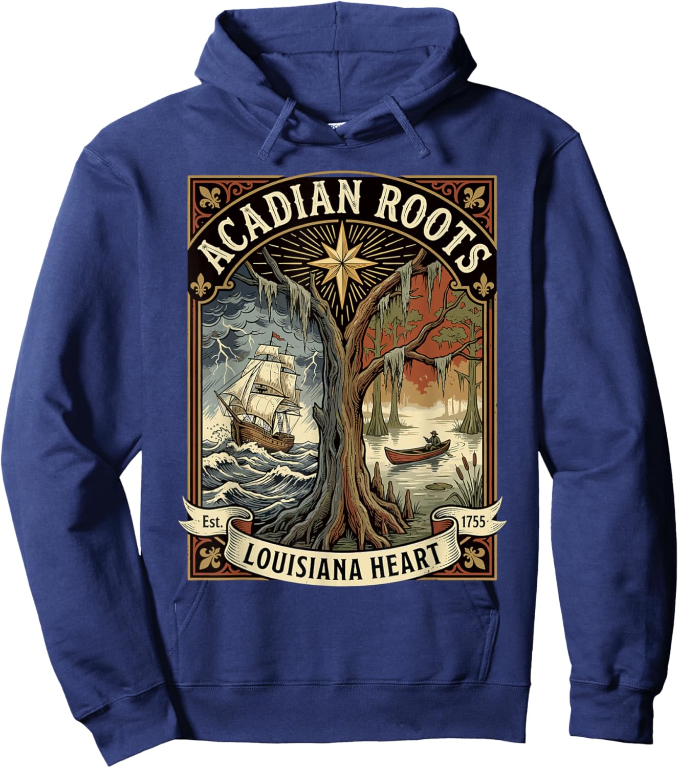 Acadian Roots Louisiana Heart Hoodie - Hoodie | Navy