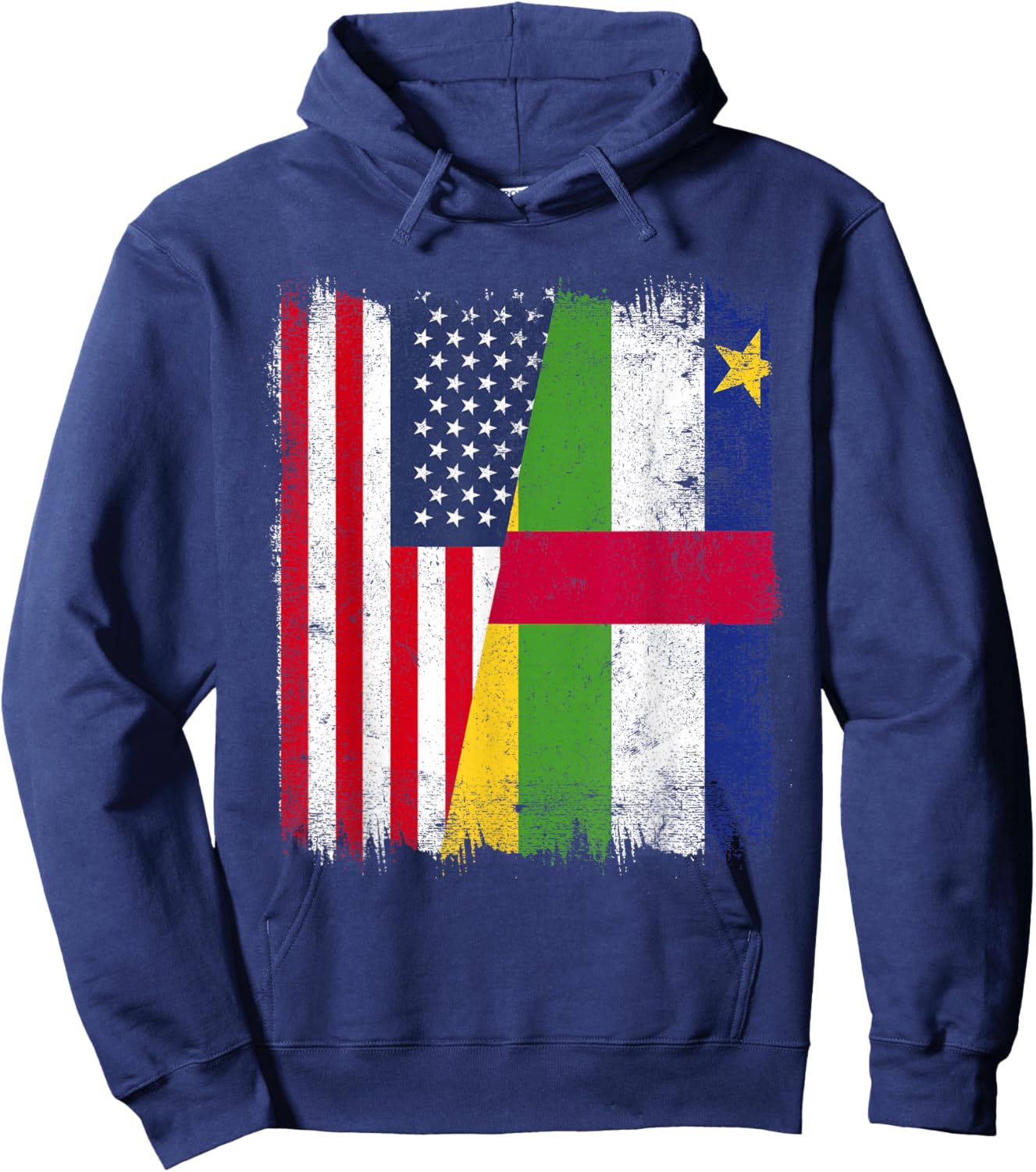 USA Central African Republic Half Flag American CAR Roots Hoodie - Hoodie | Navy
