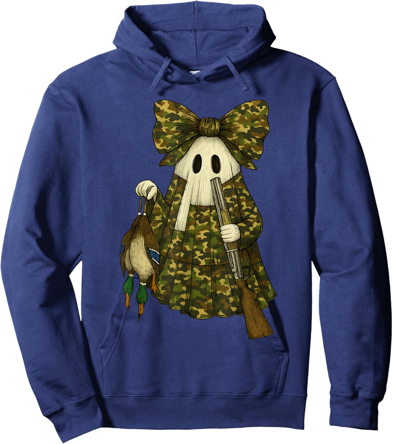 Hunting Camo Ghost Patchwork Duck Hunting Coquette Hoodie - Hoodie | Navy