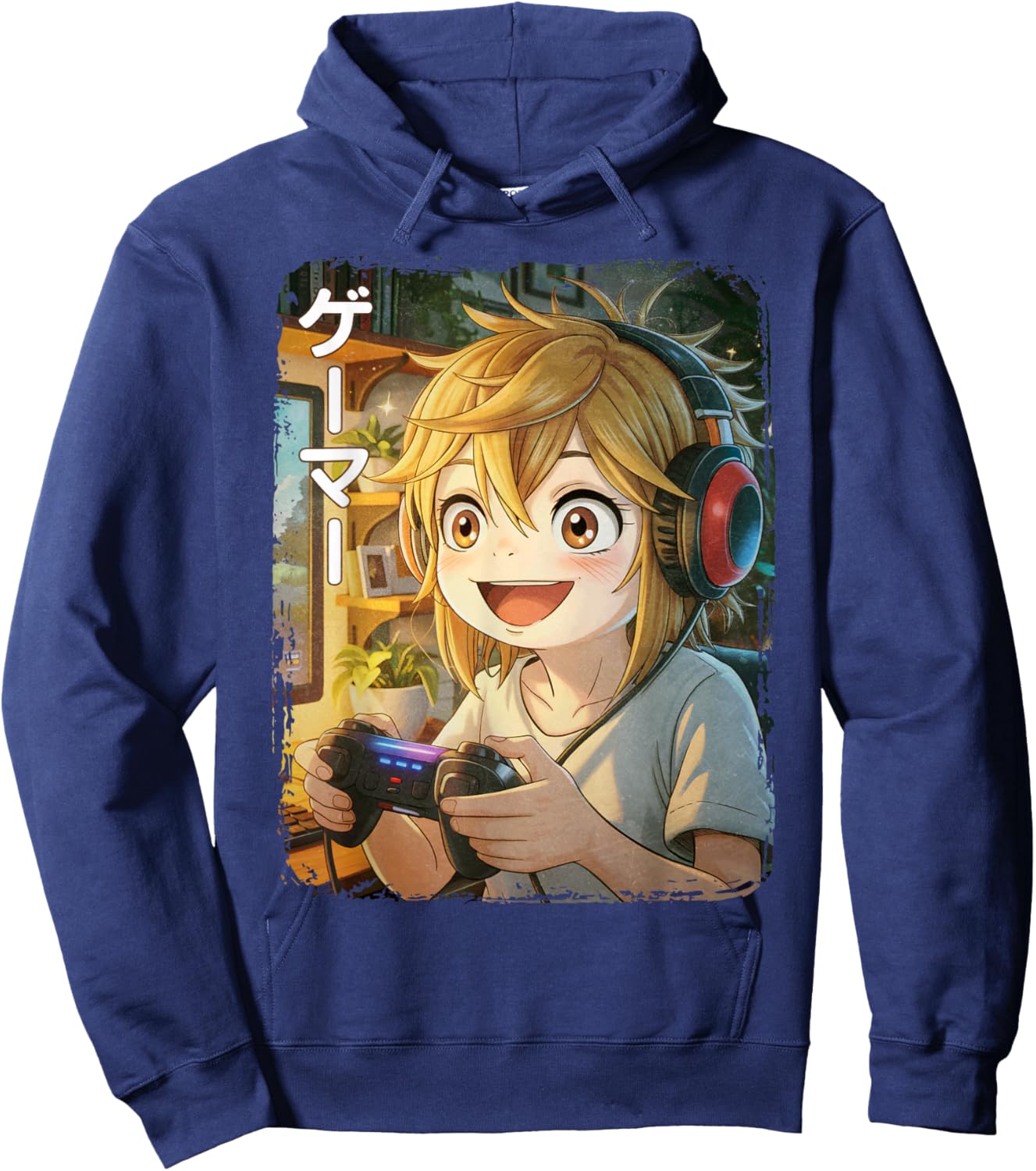 Anime Gamer Japanese Gaming Graphic Hoodie - Hoodie | Navy