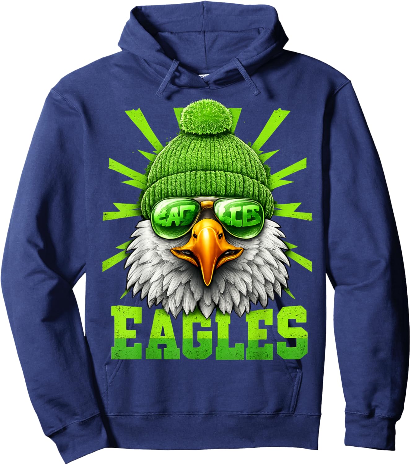 Vintage Cool Face Eagles with Sunglasses Family Hoodie - Hoodie | Navy